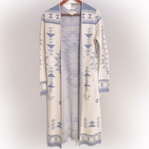 Jessica Simpson Aztec Native American Print Long Sweater Size L